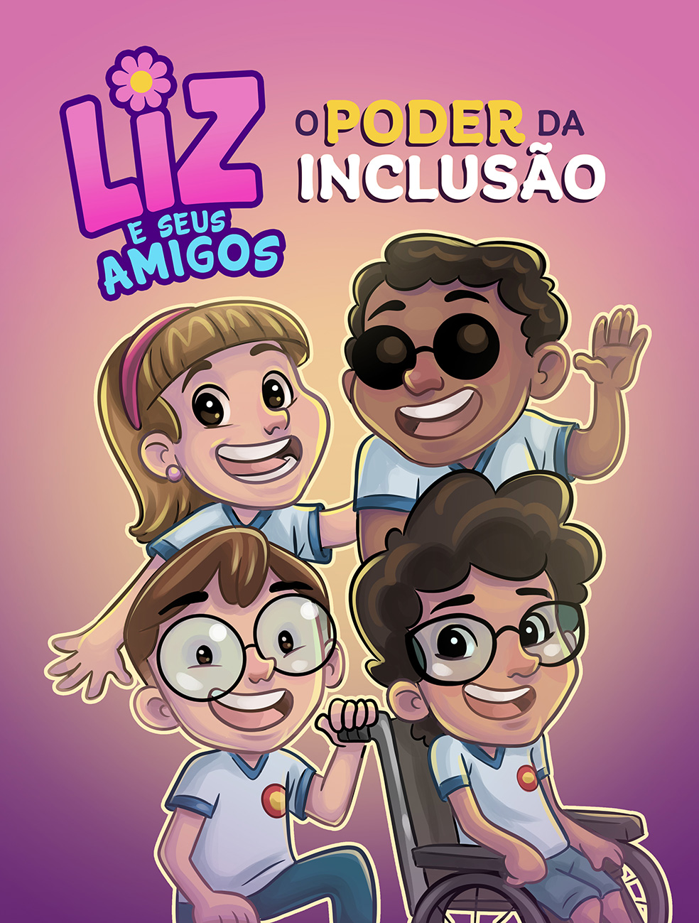 Ilustração da capa do livro Liz e seus amigos, o Poder da Inclusão